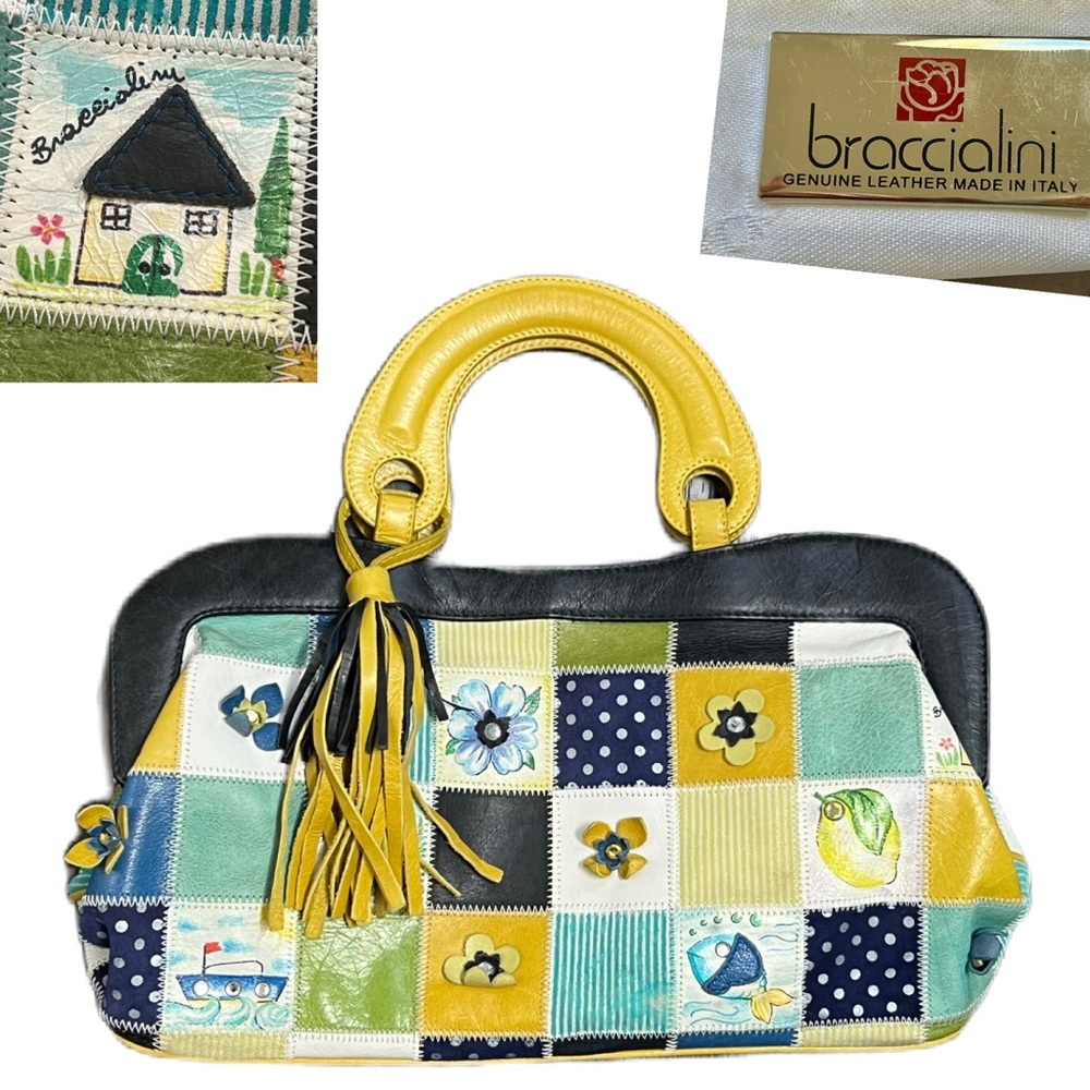 Braccialini Leather Patchwork Handbag - Made In I… - image 1